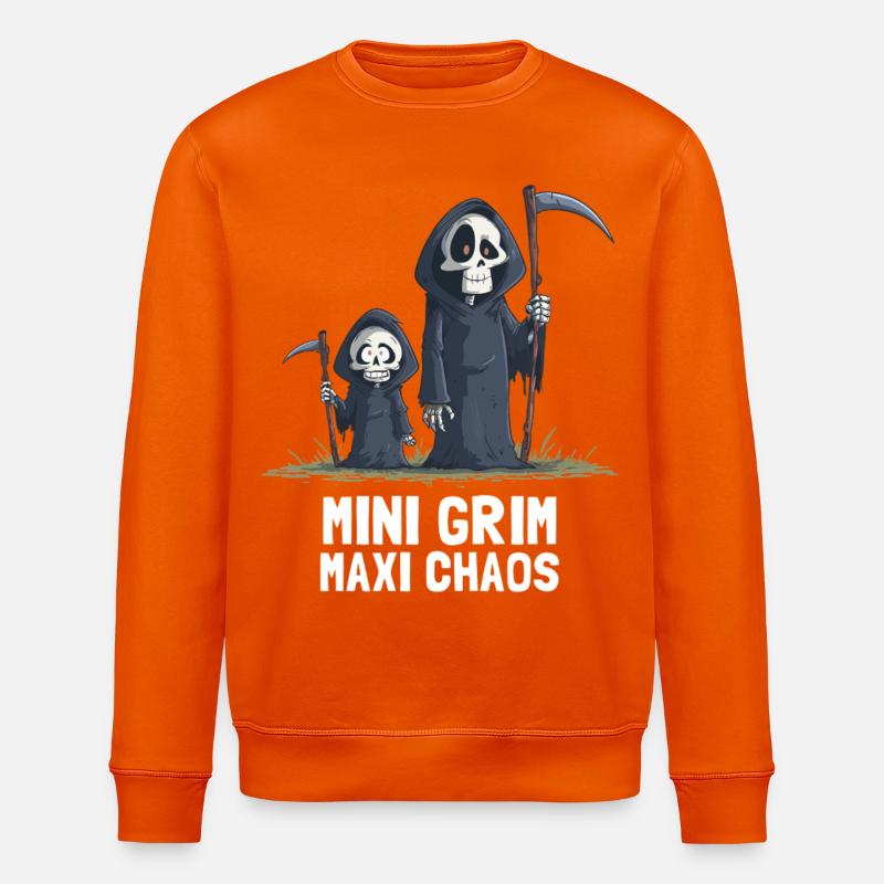 Kleiner Grim – Der Sensenmann des Chaos - Stanley/Stella Unisex Bio-Sweatshirt ROLLER - Tieforange