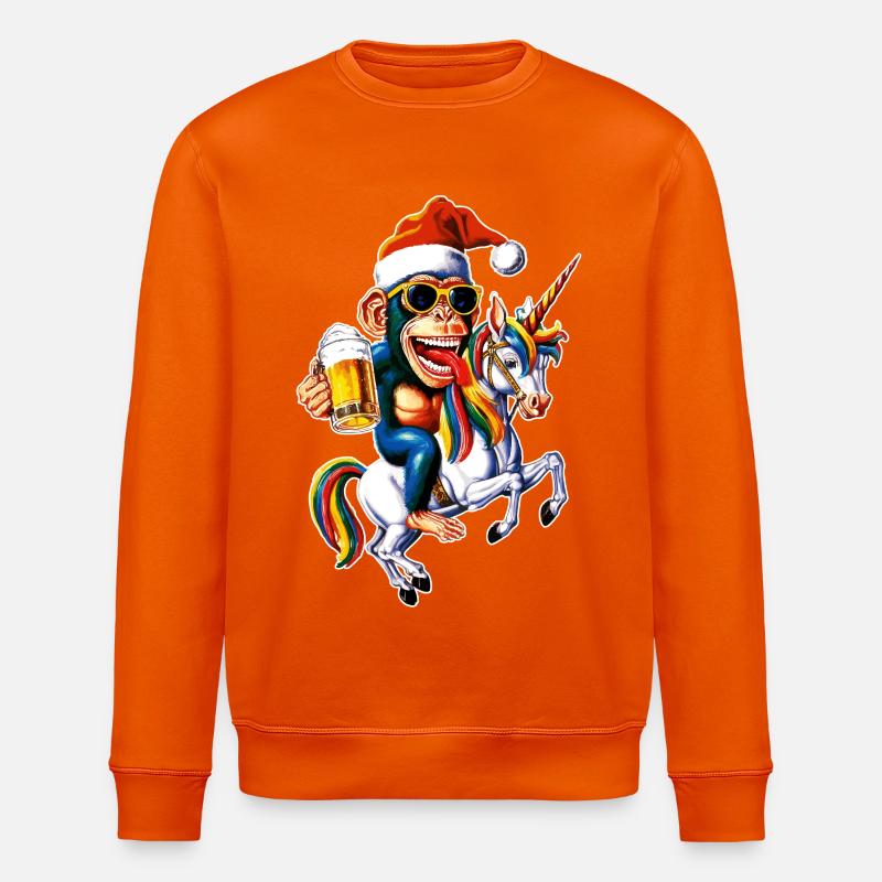 Affe Weihnachten Einhorn - Stanley/Stella Unisex Bio-Sweatshirt ROLLER - Tieforange