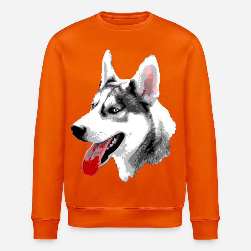 Husky Pop Art Kopf - Stanley/Stella Unisex Bio-Sweatshirt ROLLER - Tieforange