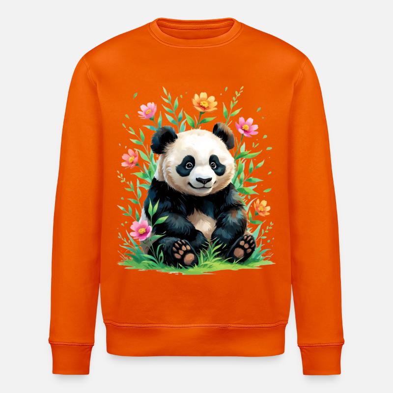 Panda im Blütenwald - Stanley/Stella Unisex Bio-Sweatshirt ROLLER - Tieforange