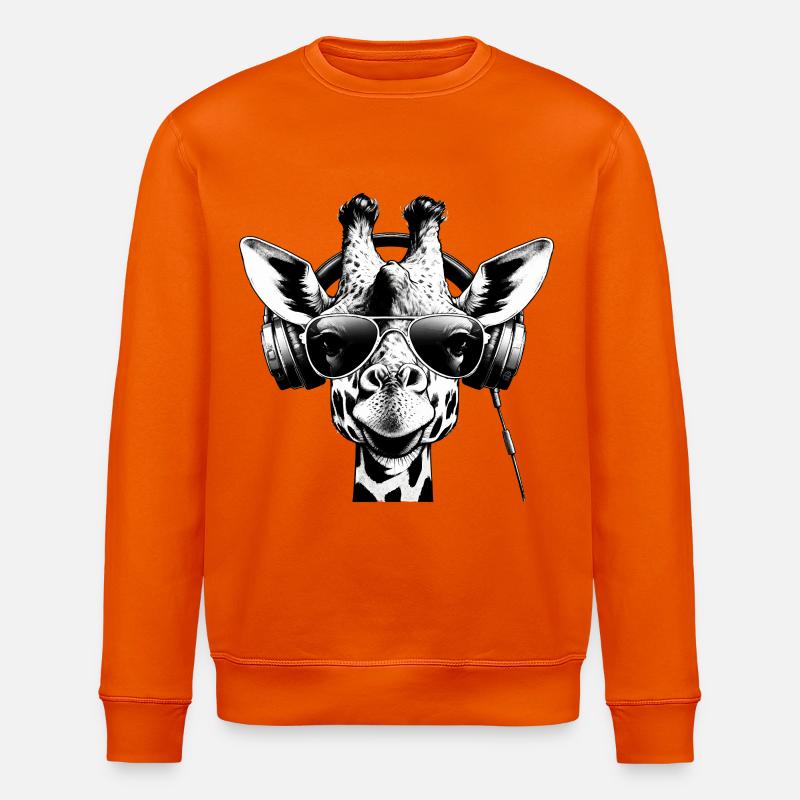 Giraffe DJ Stil Kopfhörer Sonnenbrille - Stanley/Stella Unisex Bio-Sweatshirt ROLLER - Tieforange