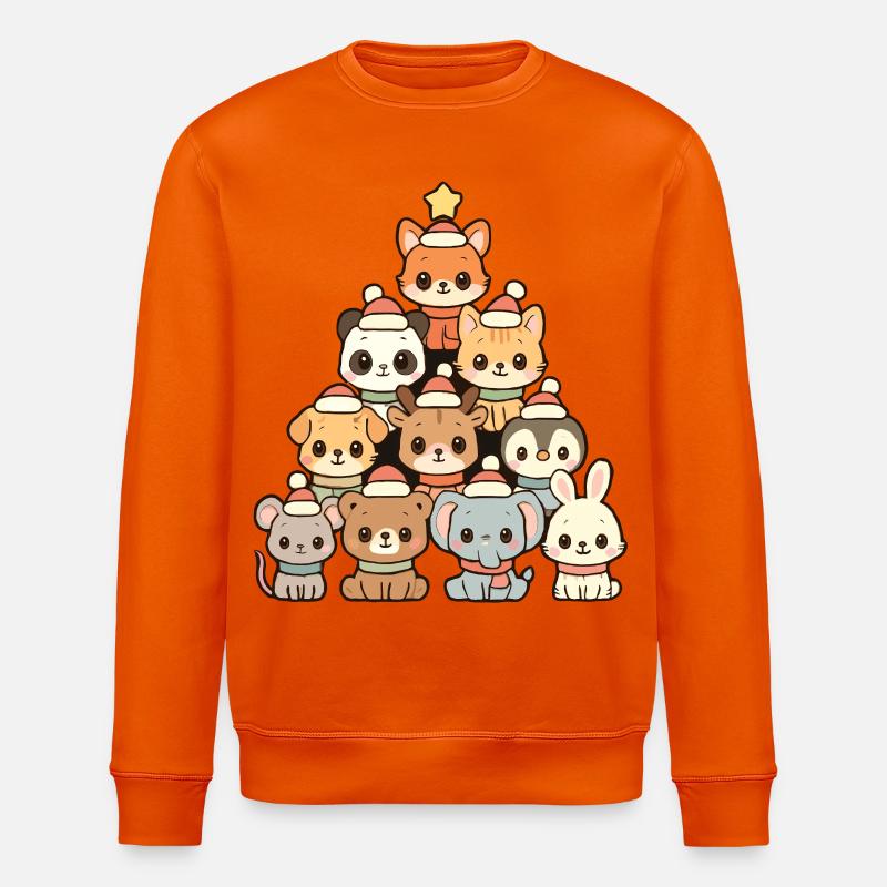 Weihnachtstiere Pyramide – Süße Xmas Tierfreunde - Stanley/Stella Unisex Bio-Sweatshirt ROLLER - Tieforange