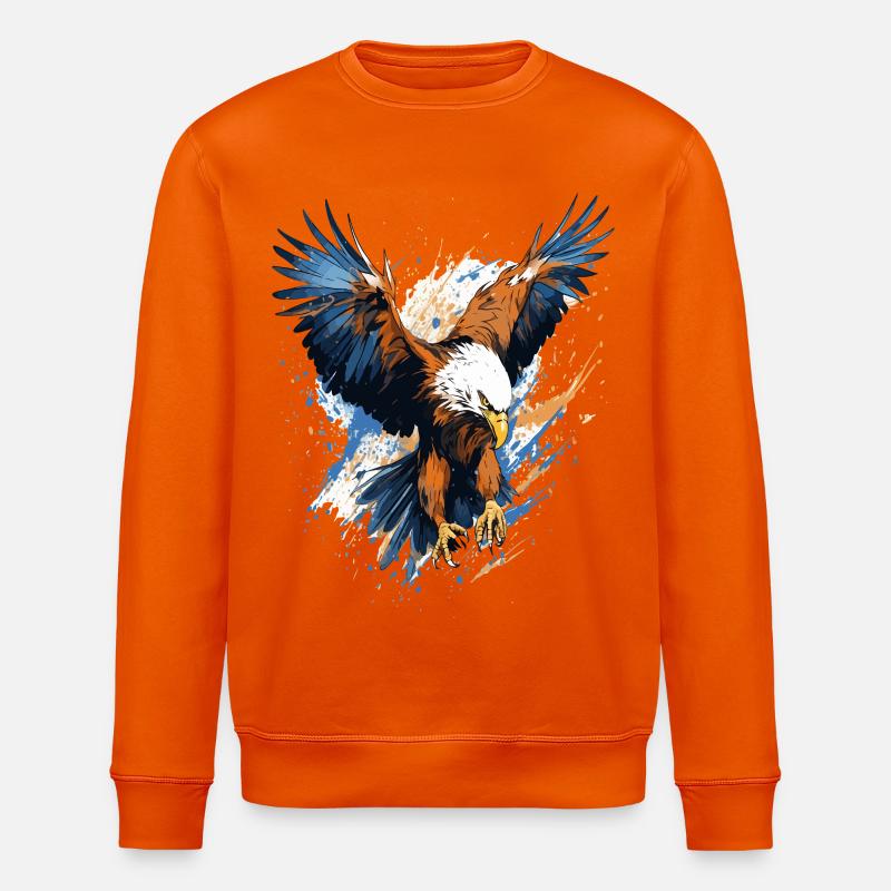 Stormy Eagle Splash Art - Stanley/Stella ROLLER Unisex Organic Sweatshirt - bright orange