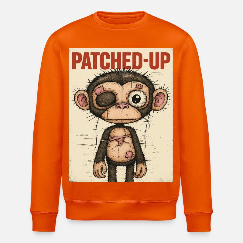 Patchwork Affe: Gepatcht und Tapfer - Stanley/Stella Unisex Bio-Sweatshirt ROLLER - Tieforange