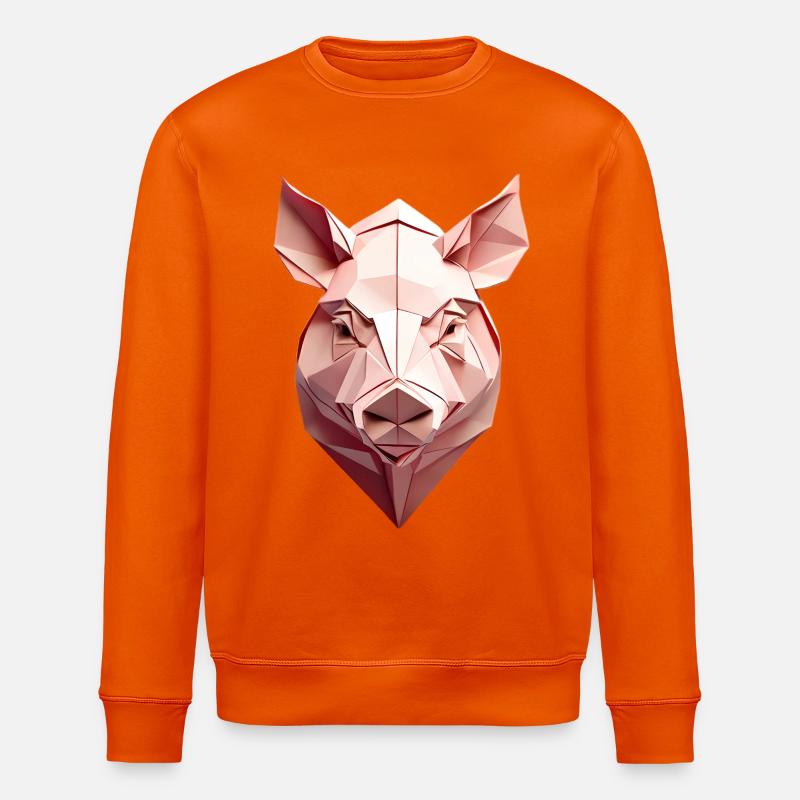 Low Poly Tête de Cochon Rose - Sweat bio ROLLER Stanley/Stella Unisexe - orange profond