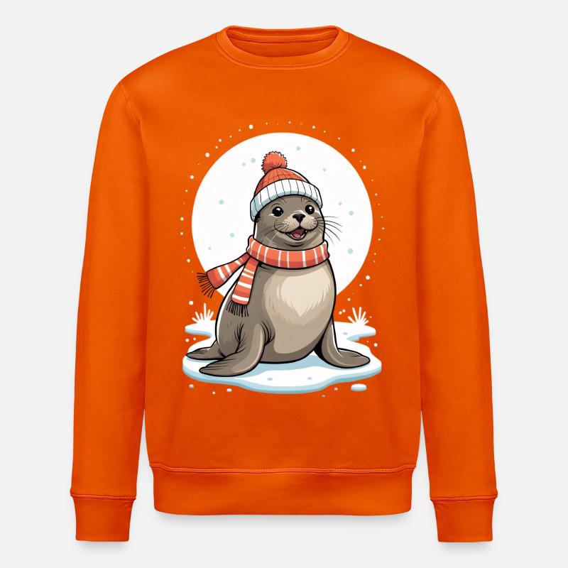 Sceau d’hiver avec écharpe - Sweat bio ROLLER Stanley/Stella Unisexe - orange profond