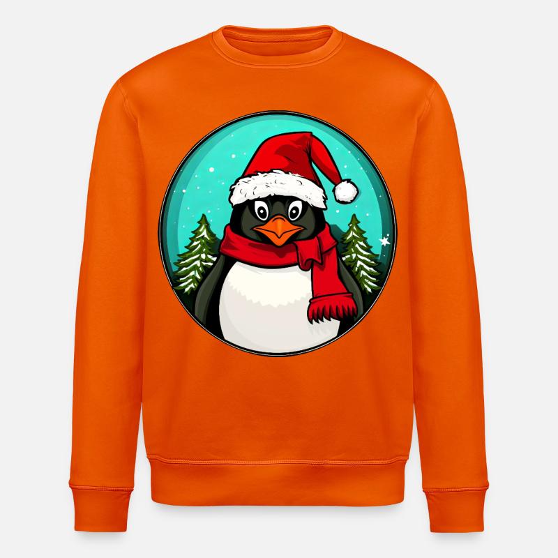 Pinguine Weihnachten / Weihnachtsmann Pinguin - Stanley/Stella Unisex Bio-Sweatshirt ROLLER - Tieforange