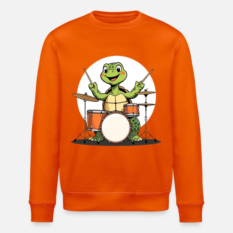Schildkroete am Drumset - Stanley/Stella Unisex Bio-Sweatshirt ROLLER - Tieforange