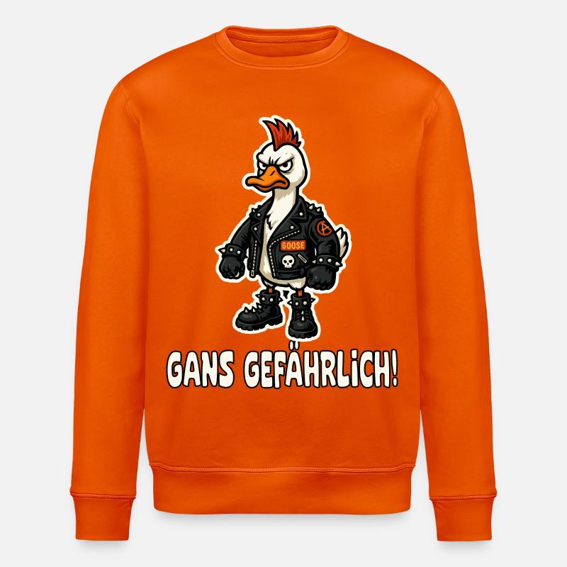Punk-Gans in Lederjacke - Stanley/Stella Unisex Bio-Sweatshirt ROLLER - Tieforange