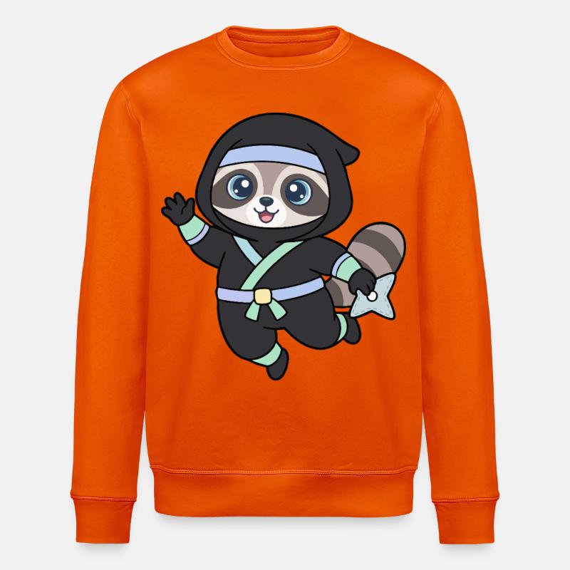 Ninja Waschbär im Ninja-Outfit - Stanley/Stella Unisex Bio-Sweatshirt ROLLER - Tieforange