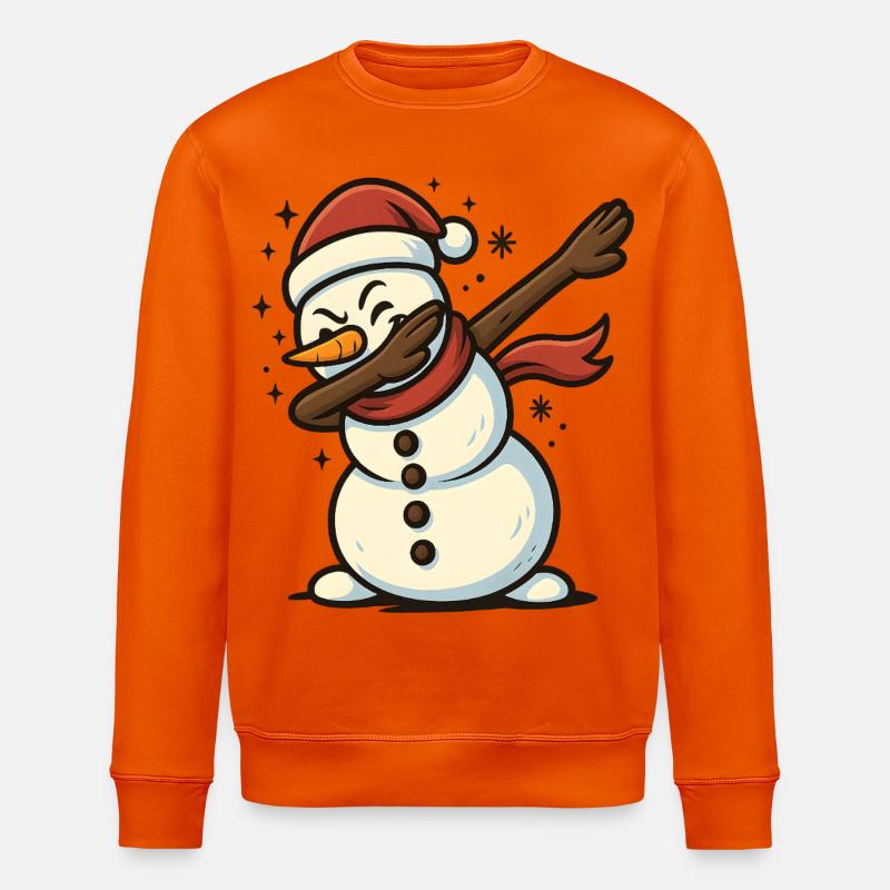 Dabbing Schneemann - Stanley/Stella Unisex Bio-Sweatshirt ROLLER - Tieforange