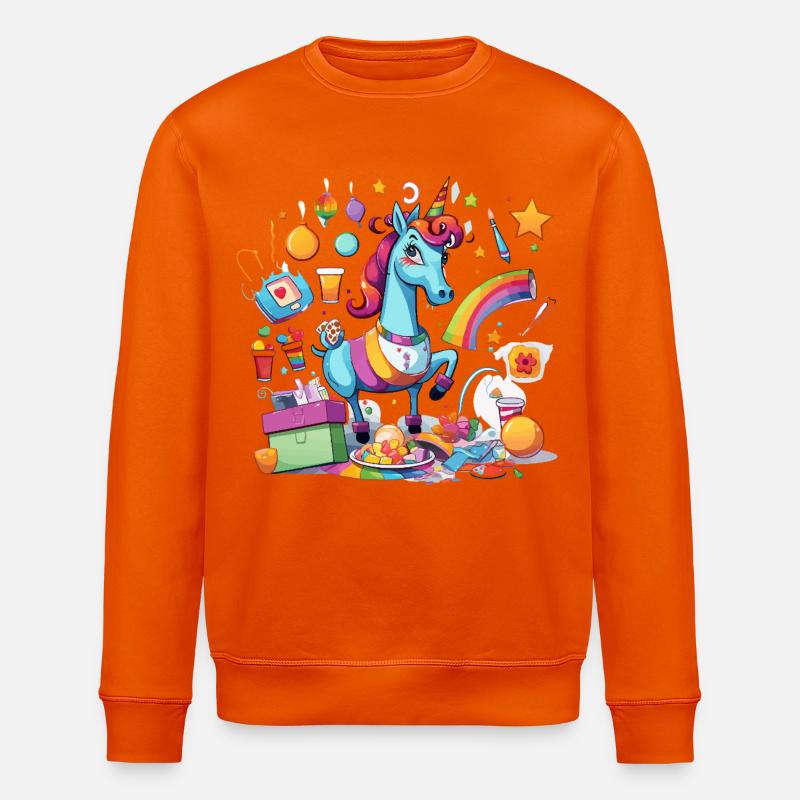 Bunter Einhorn Partyzauber - Stanley/Stella Unisex Bio-Sweatshirt ROLLER - Tieforange