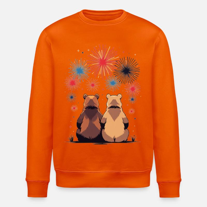 Deux ours aux feux d’artifice - Sweat bio ROLLER Stanley/Stella Unisexe - orange profond