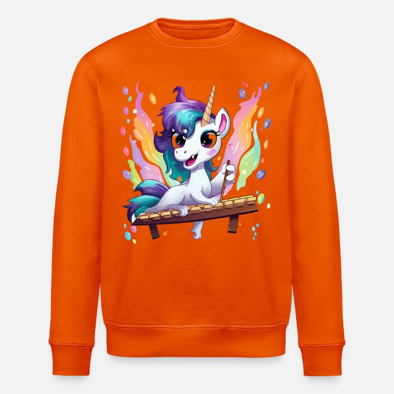 Regenbogen Einhorn Klangzauber - Stanley/Stella Unisex Bio-Sweatshirt ROLLER - Tieforange