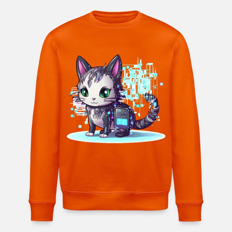 Cyberkatze Neon Pixelzauber - Stanley/Stella Unisex Bio-Sweatshirt ROLLER - Tieforange