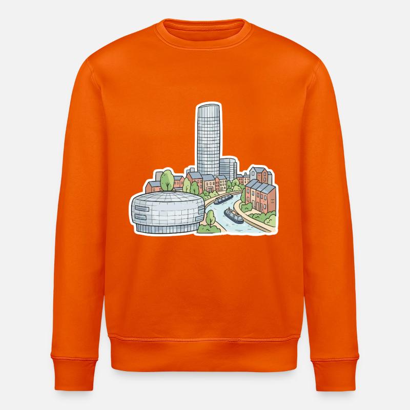 Birmingham Skyline Rotunde Stierkampfkanale Kunst - Stanley/Stella Unisex Bio-Sweatshirt ROLLER - Tieforange