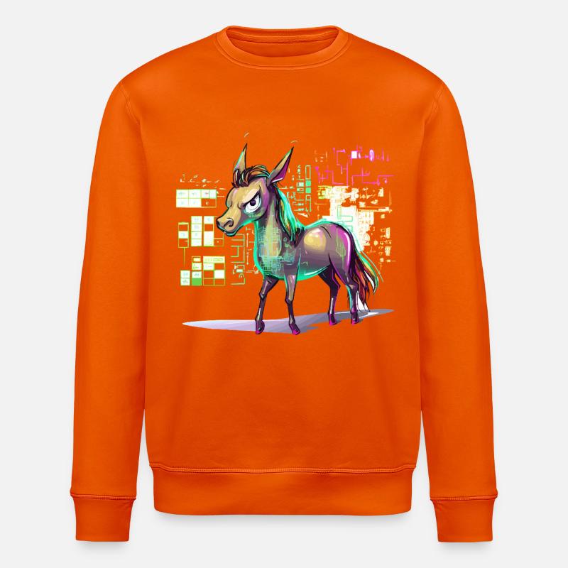 Neon-Hologramm Pferd Farbexplosion - Stanley/Stella Unisex Bio-Sweatshirt ROLLER - Tieforange