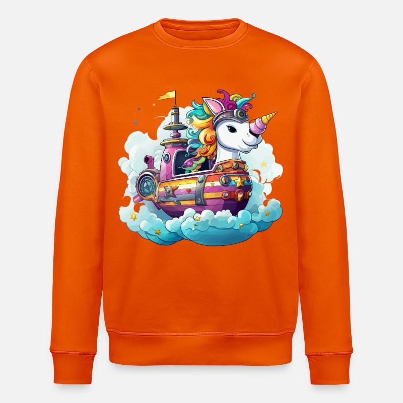 Bunter Einhorn-Schifftraum - Stanley/Stella Unisex Bio-Sweatshirt ROLLER - Tieforange