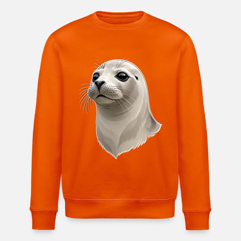 Seehund Kopf Illustration - Stanley/Stella Unisex Bio-Sweatshirt ROLLER - Tieforange