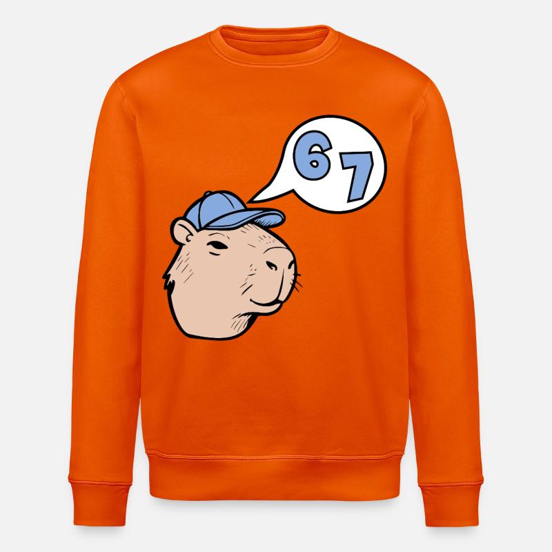 Capybara Six Seven – Antwort 67 - Stanley/Stella Unisex Bio-Sweatshirt ROLLER - Tieforange