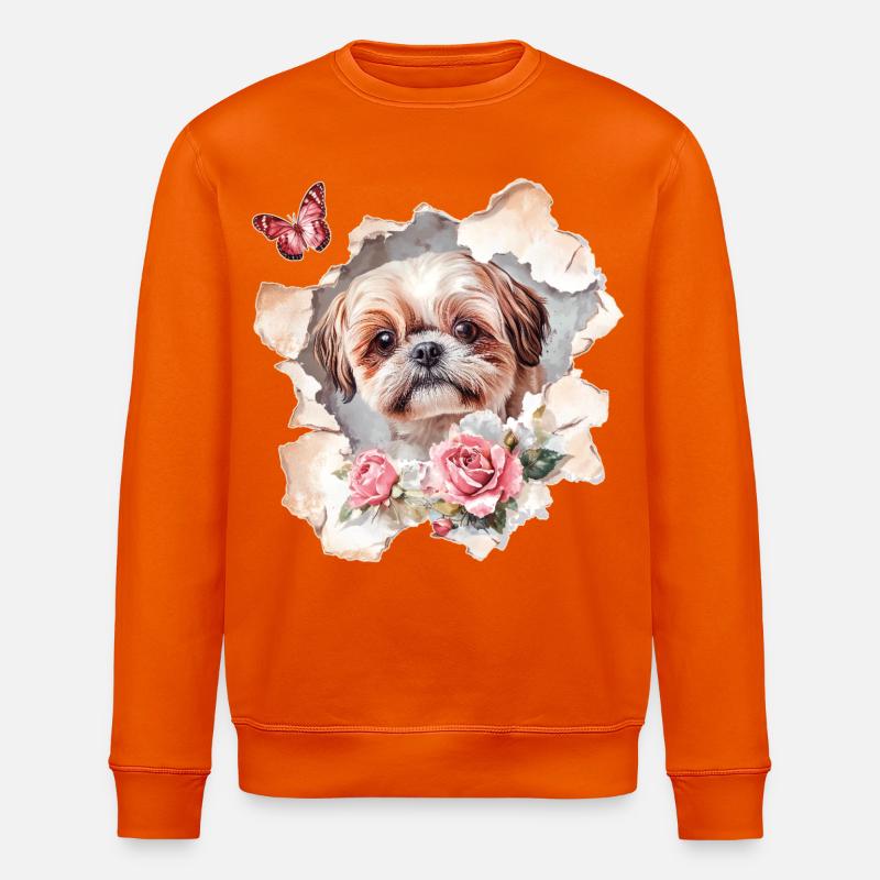 Shih Tzu avec Papillon - Sweat bio ROLLER Stanley/Stella Unisexe - orange profond