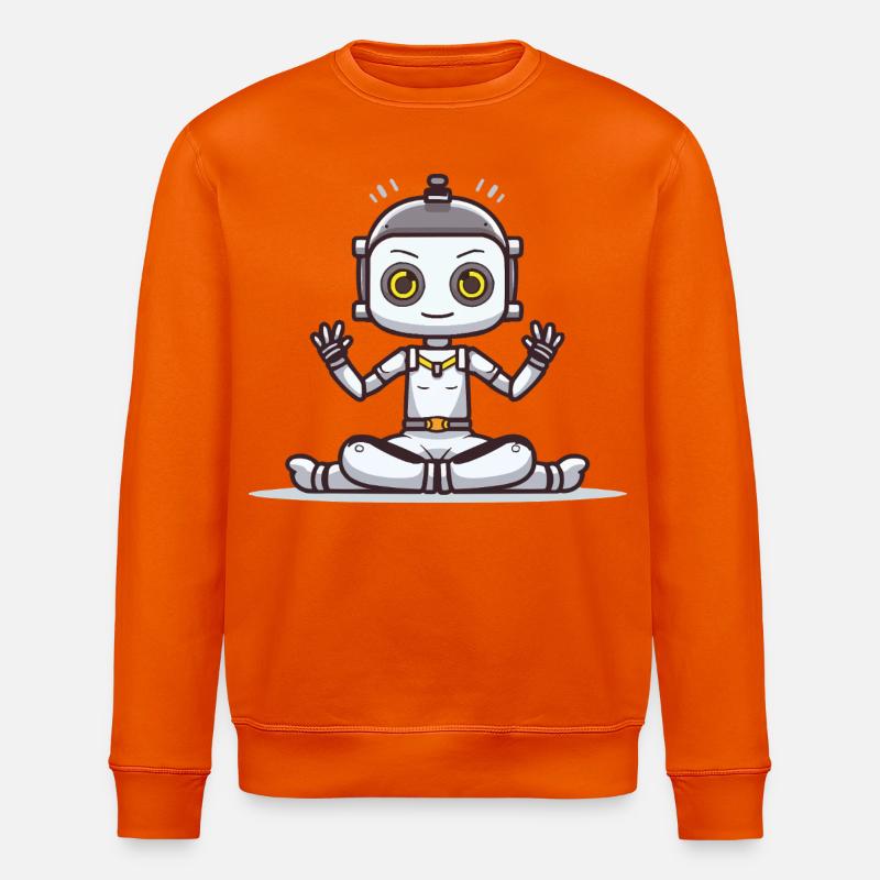 Kleiner Roboter im Lotussitz - Stanley/Stella Unisex Bio-Sweatshirt ROLLER - Tieforange