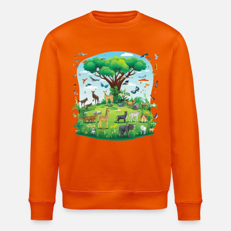 Tierparadies unter dem Baum - Stanley/Stella Unisex Bio-Sweatshirt ROLLER - Tieforange