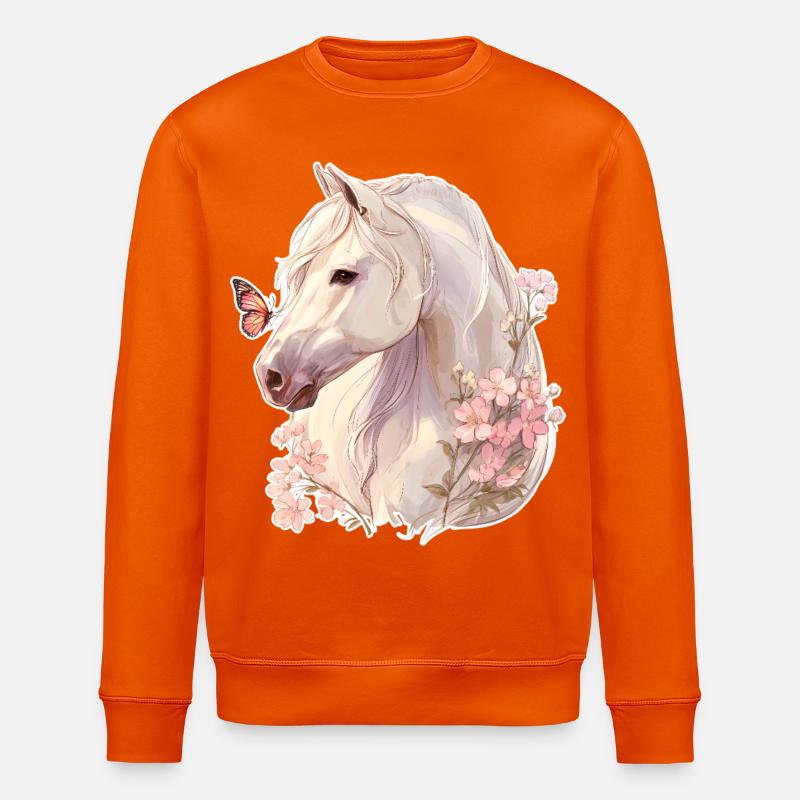 Pferd mit Schmetterling - Stanley/Stella Unisex Bio-Sweatshirt ROLLER - Tieforange