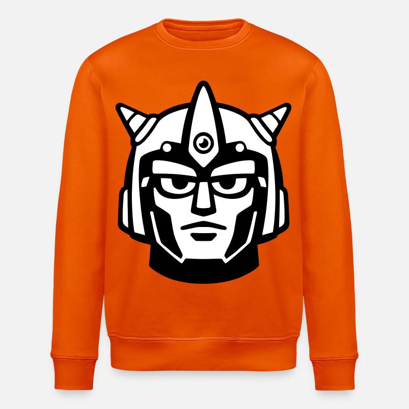 Doomforge Robot Face Helmet - Stanley/Stella ROLLER Unisex Organic Sweatshirt - bright orange