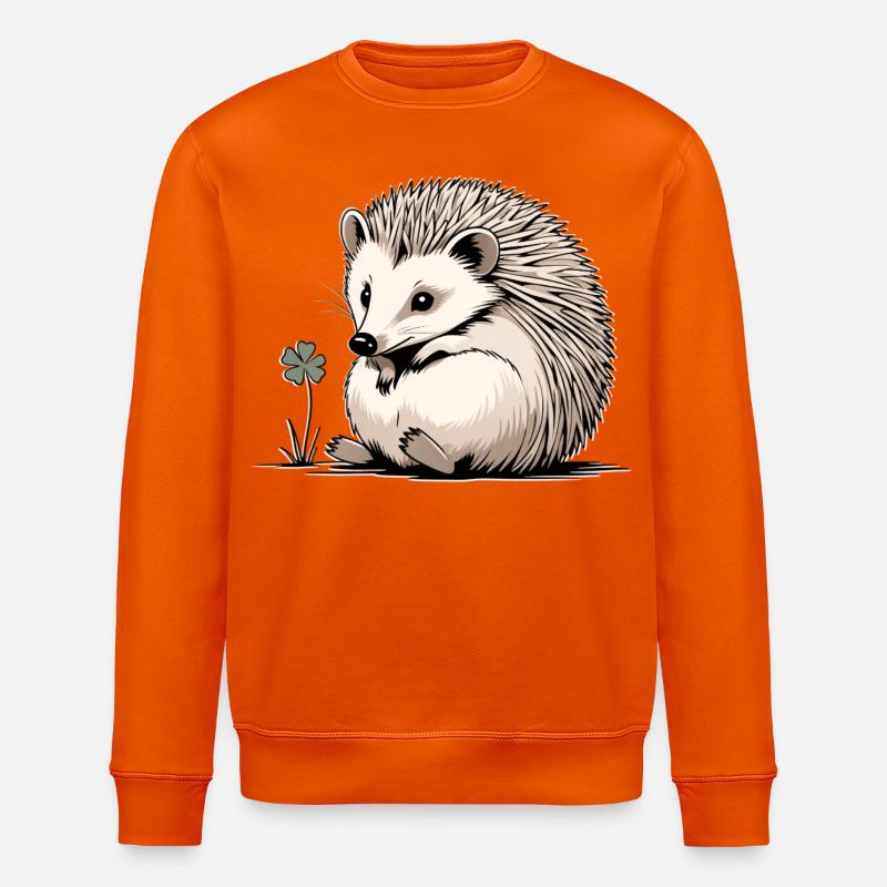 Igel mit Kleeblatt Naturfreund - Stanley/Stella Unisex Bio-Sweatshirt ROLLER - Tieforange