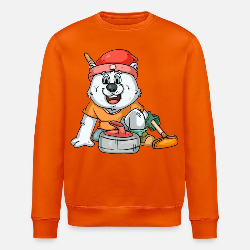 Curlingspieler Eisbär - Stanley/Stella Unisex Bio-Sweatshirt ROLLER - Tieforange