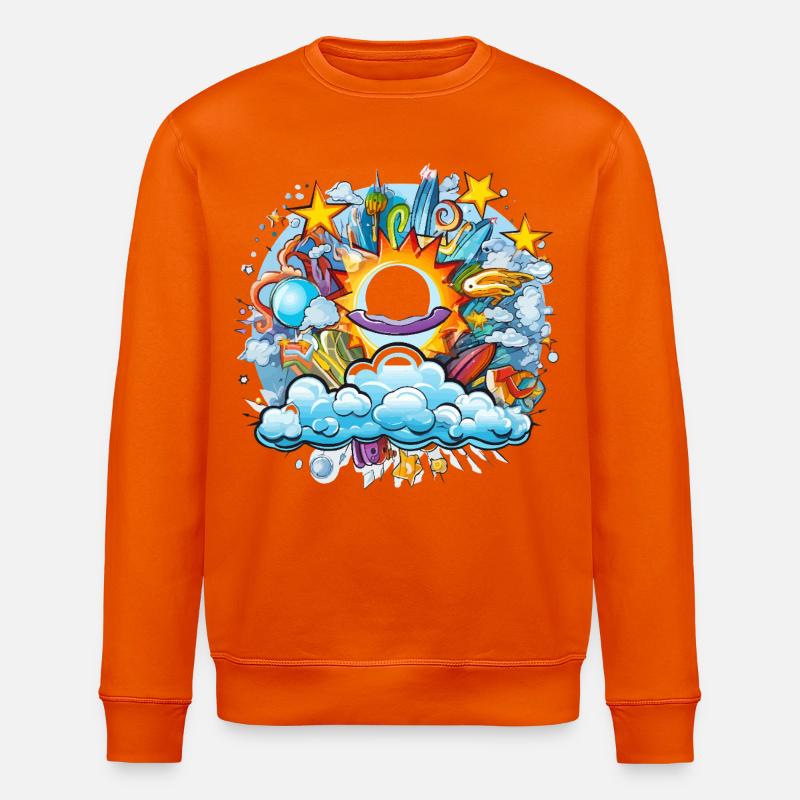 Kosmische Sonnenflug Doodle - Stanley/Stella Unisex Bio-Sweatshirt ROLLER - Tieforange
