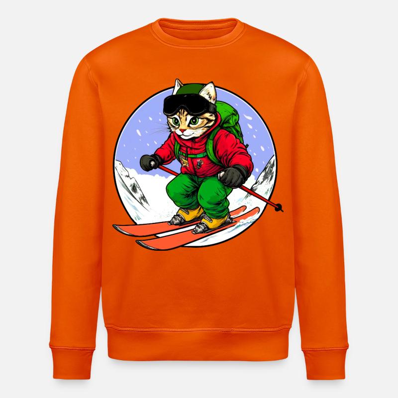 Skifahrer Katze Freeride - Stanley/Stella Unisex Bio-Sweatshirt ROLLER - Tieforange