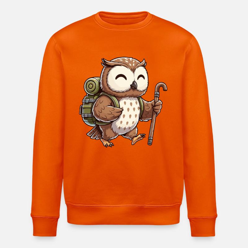 Niedliche Wander-Eulen-Vogel-Trekkingkunst - Stanley/Stella Unisex Bio-Sweatshirt ROLLER - Tieforange