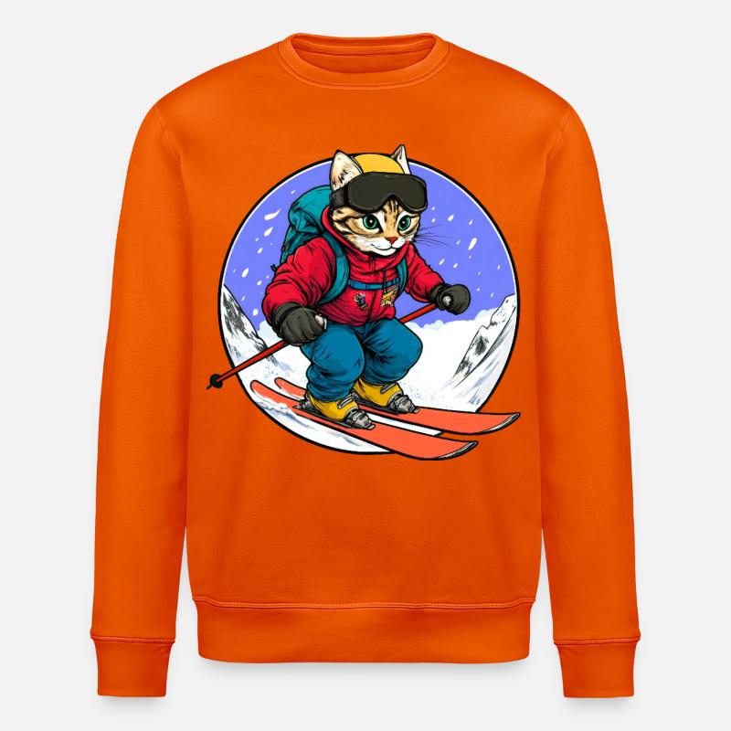 Katzen Ski - Stanley/Stella Unisex Bio-Sweatshirt ROLLER - Tieforange