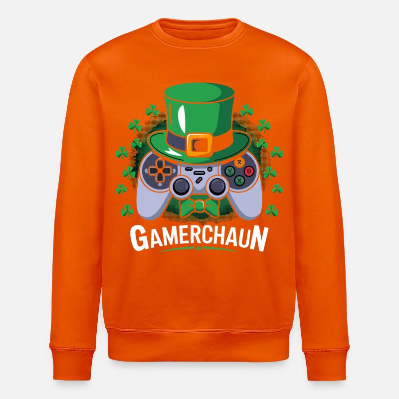 GameChaun Leprechaun Controller Motif - Stanley/Stella ROLLER Unisex Organic Sweatshirt - bright orange