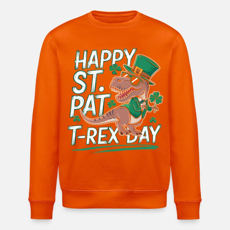 St Patricks T-Rex Hut - Stanley/Stella Unisex Bio-Sweatshirt ROLLER - Tieforange