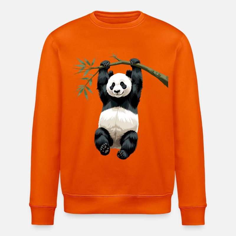 Hängender Panda Bambuszweig - Stanley/Stella Unisex Bio-Sweatshirt ROLLER - Tieforange
