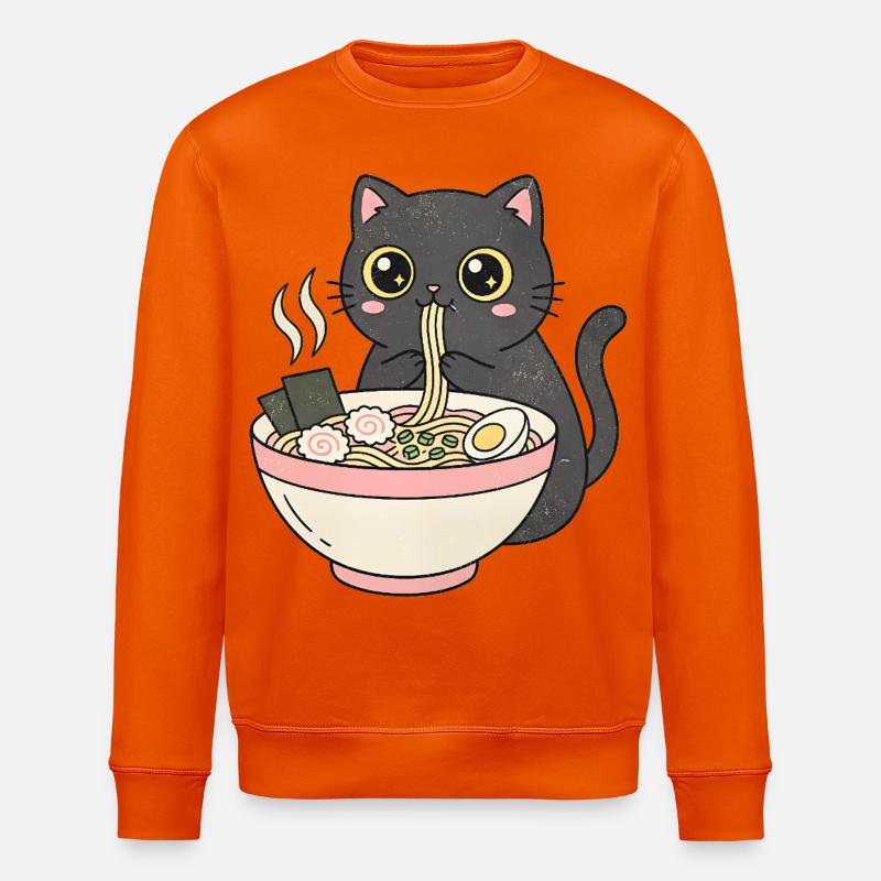 Chat ramen mignon, chat câlin - Sweat bio ROLLER Stanley/Stella Unisexe - orange profond