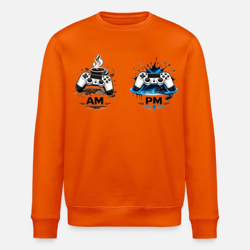 AM Kaffee PM Gaming - Stanley/Stella Unisex Bio-Sweatshirt ROLLER - Tieforange