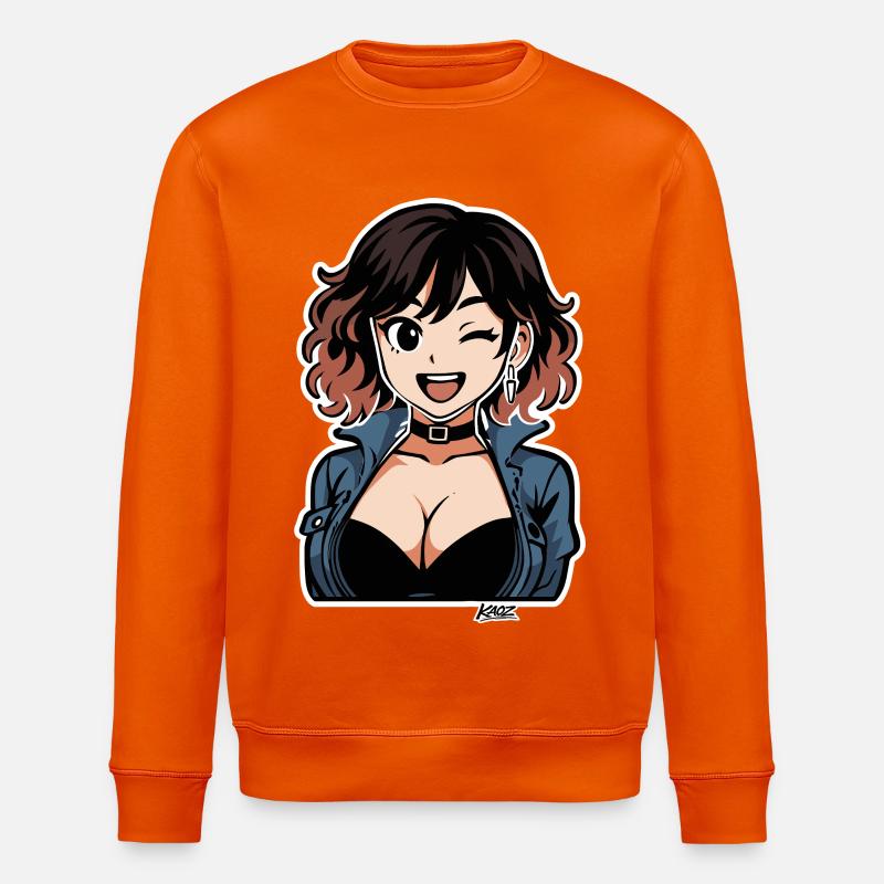 Diva en denim anime audacieuse - Sweat bio ROLLER Stanley/Stella Unisexe - orange profond