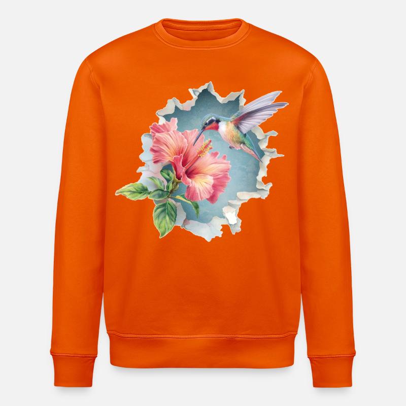 Colibri avec des fleurs - Sweat bio ROLLER Stanley/Stella Unisexe - orange profond