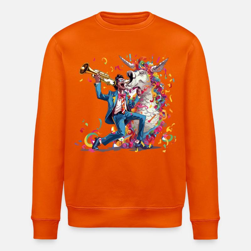 Trompeter und Regenbogen-Einhorn - Stanley/Stella Unisex Bio-Sweatshirt ROLLER - Tieforange