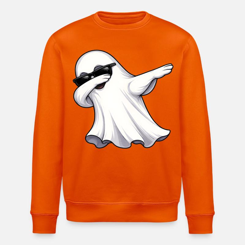 Dabbing Ghost - Stanley/Stella ROLLER Unisex Organic Sweatshirt - bright orange