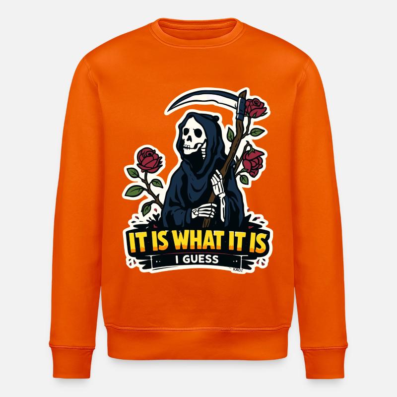 Sensenmann mit Rosen-Meme - Stanley/Stella Unisex Bio-Sweatshirt ROLLER - Tieforange
