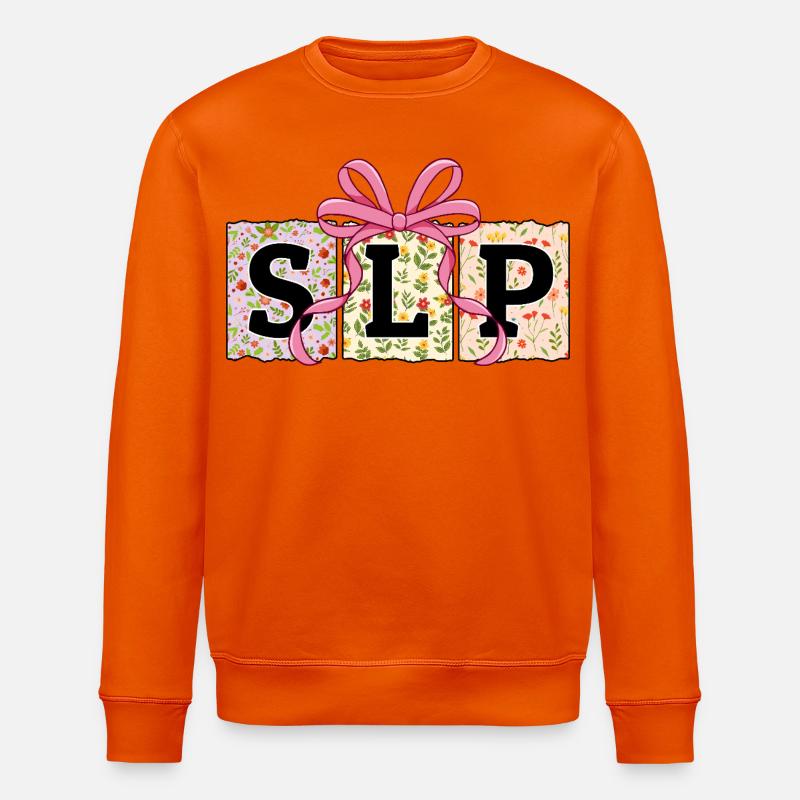 SLP Speech Language Pathology Speech Therapy - Stanley/Stella ROLLER Unisex Organic Sweatshirt - bright orange