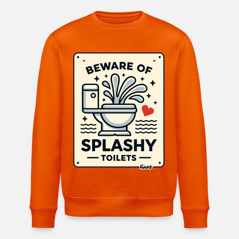 Vorsicht: Splashy Toilets-Schild - Stanley/Stella Unisex Bio-Sweatshirt ROLLER - Tieforange