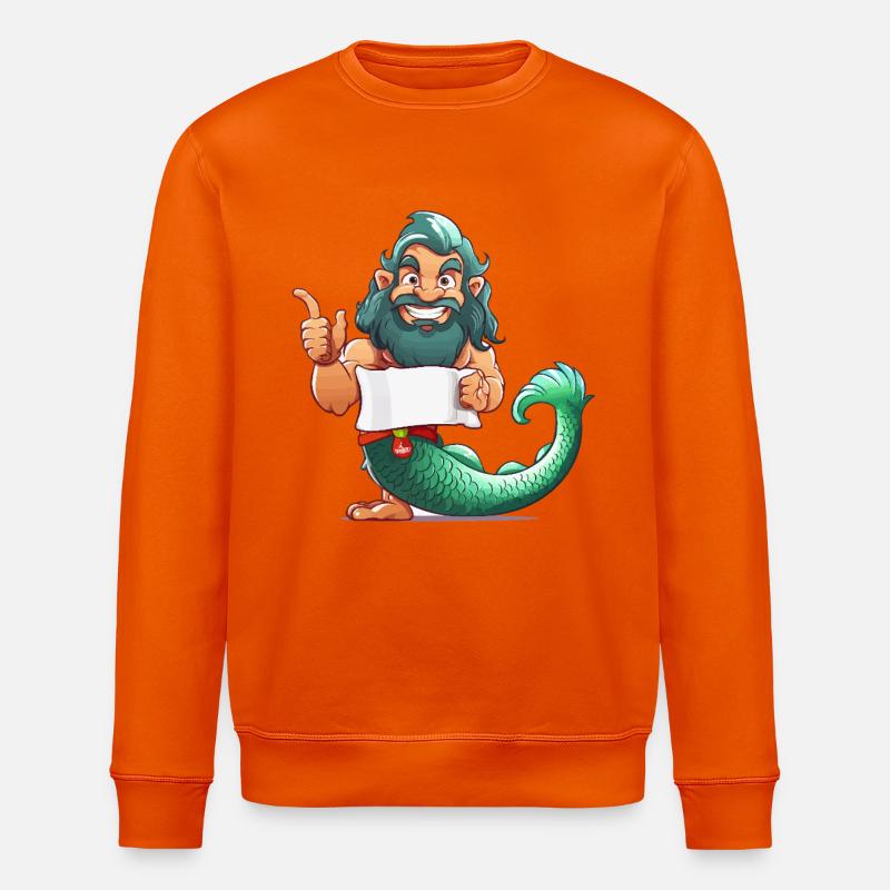 Meerheld mit Bart und Flosse - Stanley/Stella Unisex Bio-Sweatshirt ROLLER - Tieforange