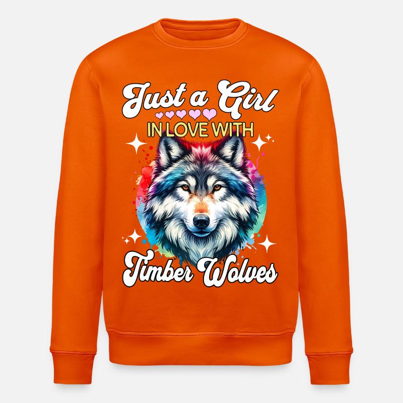 Grauwolf Mädchen Timber Wolf - Stanley/Stella Unisex Bio-Sweatshirt ROLLER - Tieforange