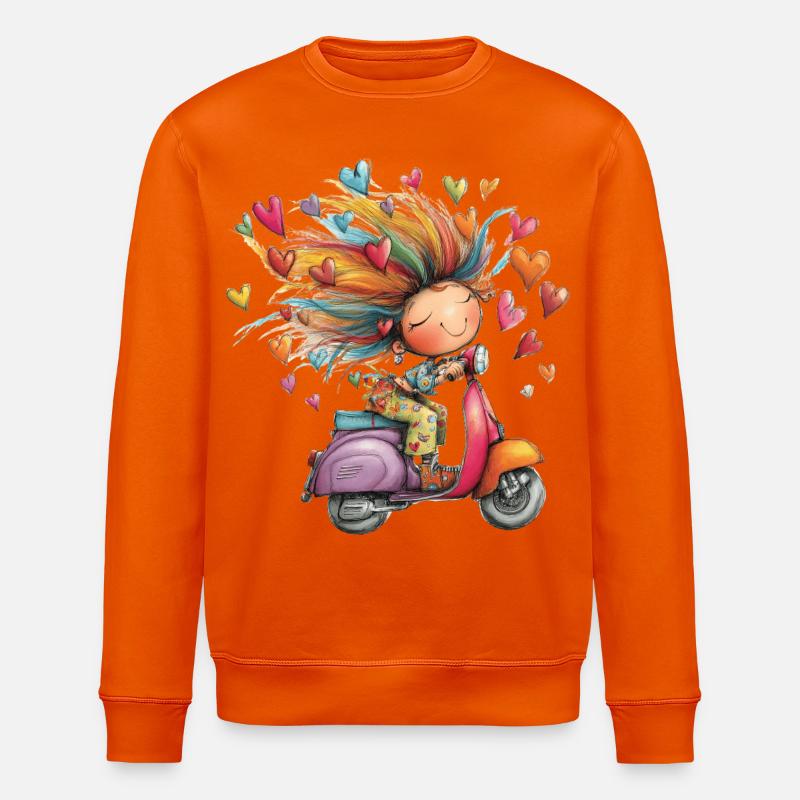 Rollerliebe - Mädchen auf Roller – bunter Sommer - Stanley/Stella Unisex Bio-Sweatshirt ROLLER - Tieforange